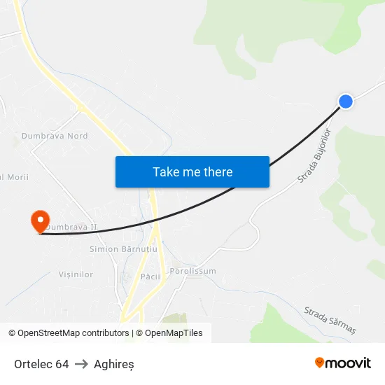 Ortelec 64 to Aghireș map