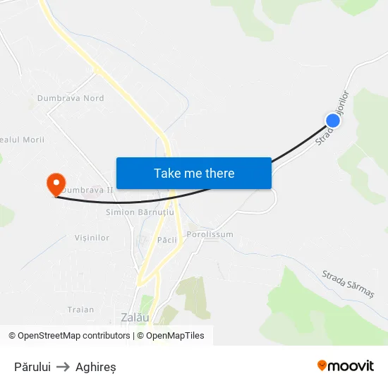 Părului to Aghireș map