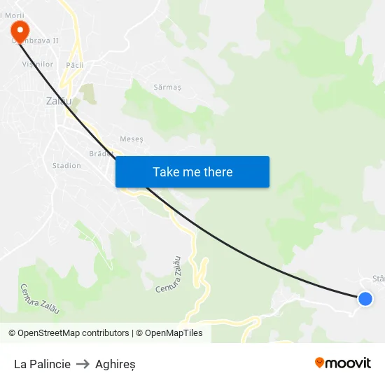 La Palincie to Aghireș map