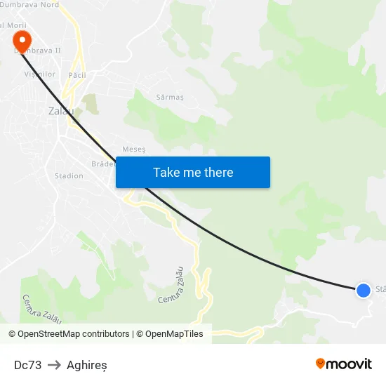 Dc73 to Aghireș map