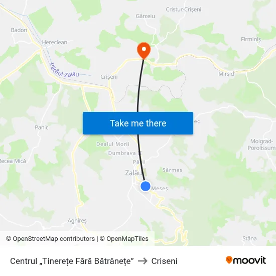 Centrul „Tinerețe Fără Bătrânețe” to Criseni map