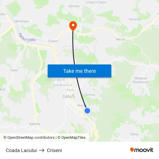 Coada Lacului to Criseni map