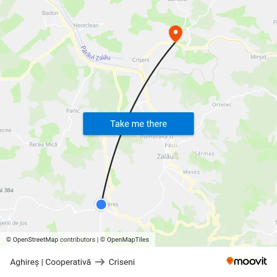 Aghireș | Cooperativă to Criseni map