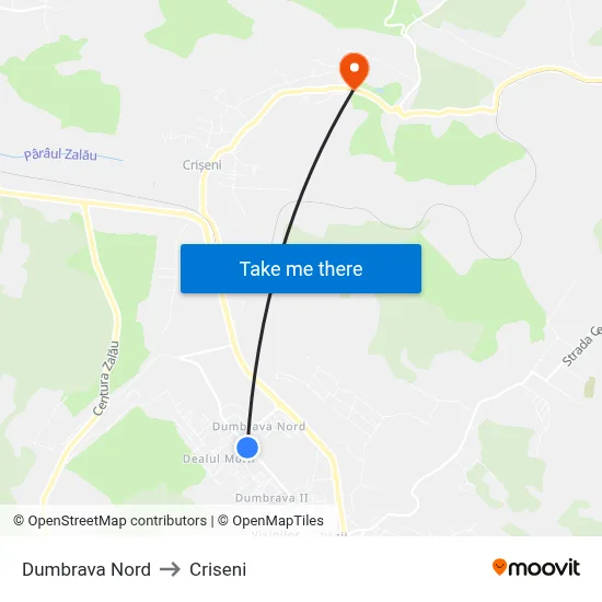 Dumbrava Nord to Criseni map