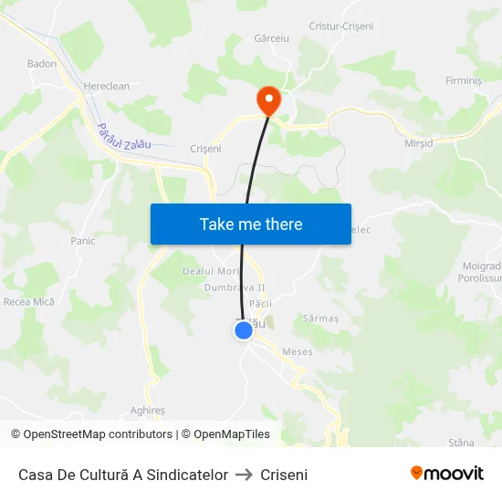 Casa De Cultură A Sindicatelor to Criseni map