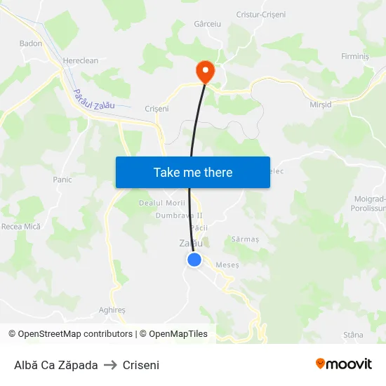 Albă Ca Zăpada to Criseni map