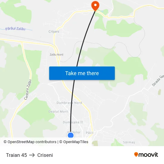 Traian 45 to Criseni map