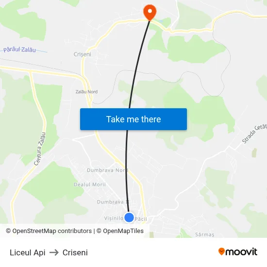 Liceul Api to Criseni map