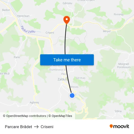 Parcare Brădet to Criseni map