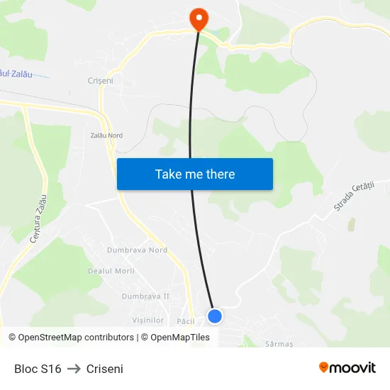 Bloc S16 to Criseni map