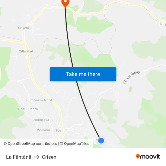 La Fântână to Criseni map