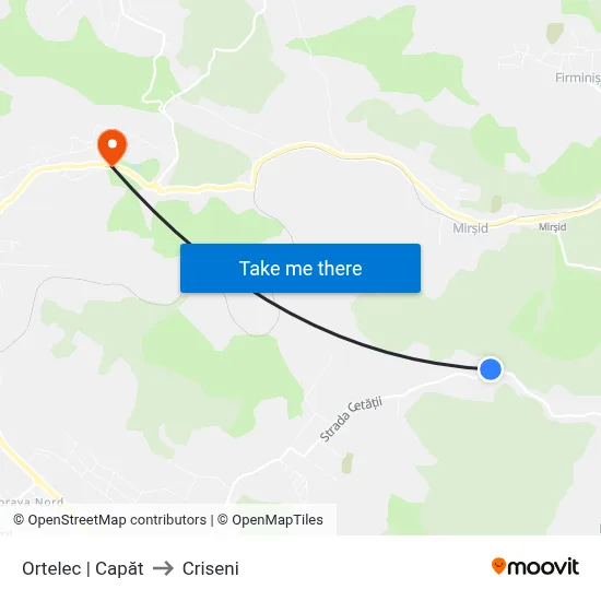 Ortelec | Capăt to Criseni map