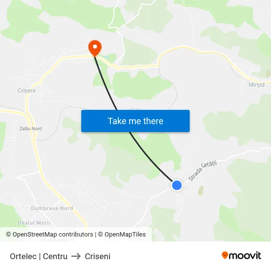 Ortelec | Centru to Criseni map