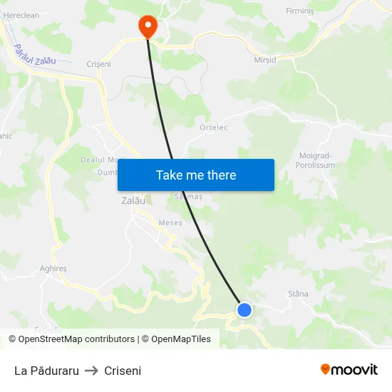 La Păduraru to Criseni map