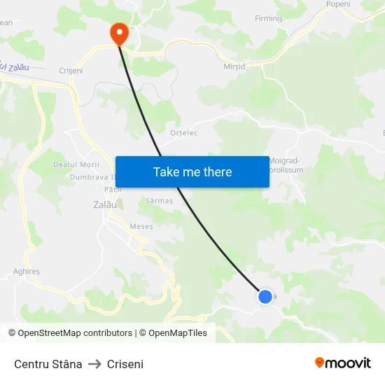 Centru Stâna to Criseni map