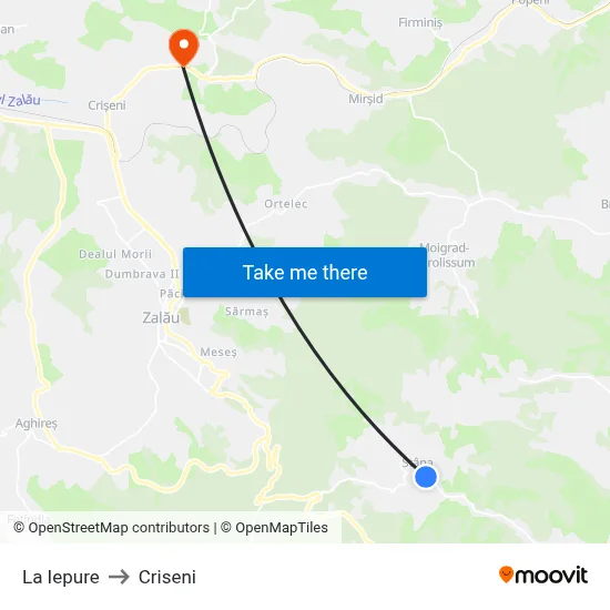 La Iepure to Criseni map