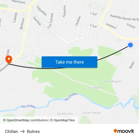 Chillan to Bulnes map