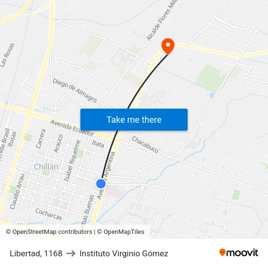 Libertad, 1168 to Instituto Virginio Gómez map