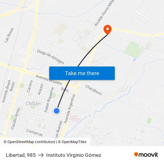 Libertad, 985 to Instituto Virginio Gómez map