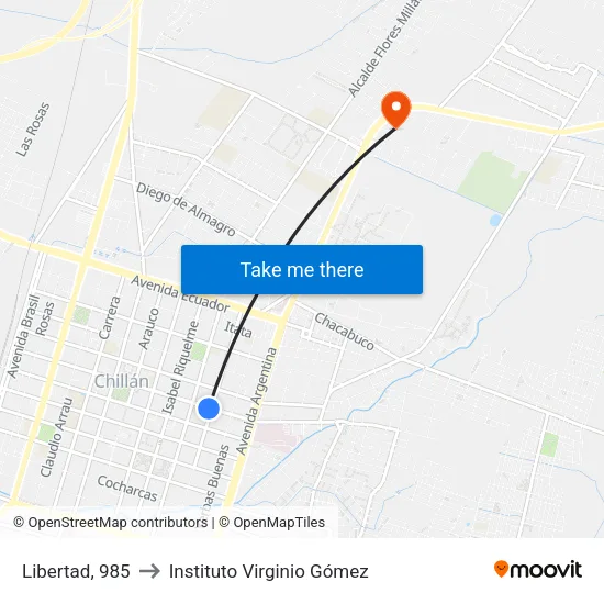 Libertad, 985 to Instituto Virginio Gómez map