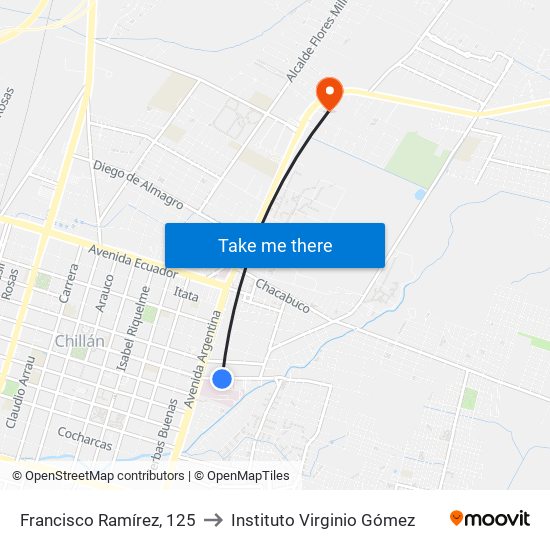 Francisco Ramírez, 125 to Instituto Virginio Gómez map