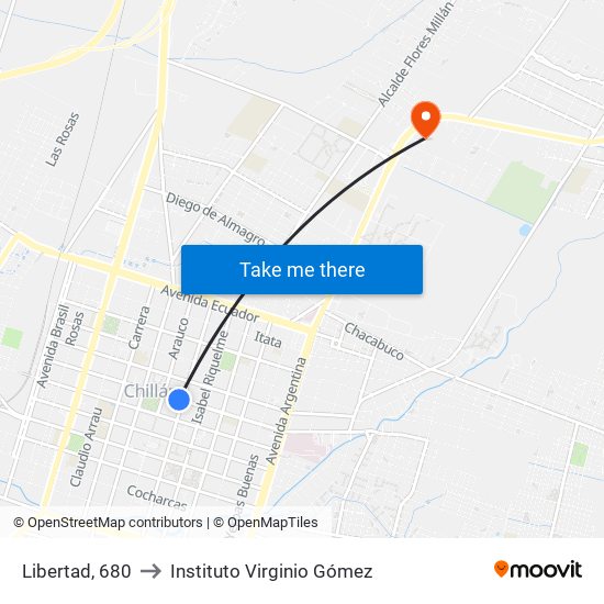 Libertad, 680 to Instituto Virginio Gómez map