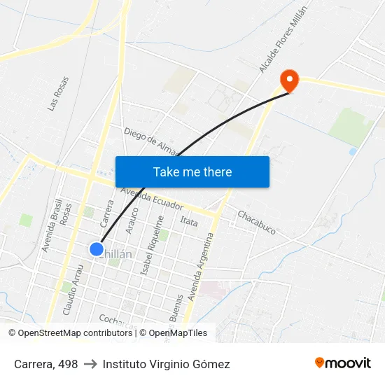 Carrera, 498 to Instituto Virginio Gómez map