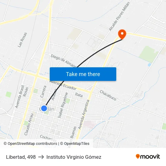 Libertad, 498 to Instituto Virginio Gómez map