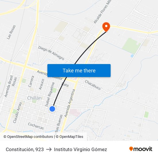 Constitución, 923 to Instituto Virginio Gómez map