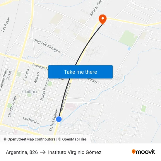 Argentina, 826 to Instituto Virginio Gómez map
