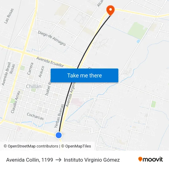 Avenida Collin, 1199 to Instituto Virginio Gómez map