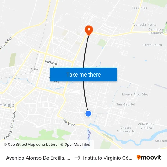 Avenida Alonso De Ercilla, 2449 to Instituto Virginio Gómez map