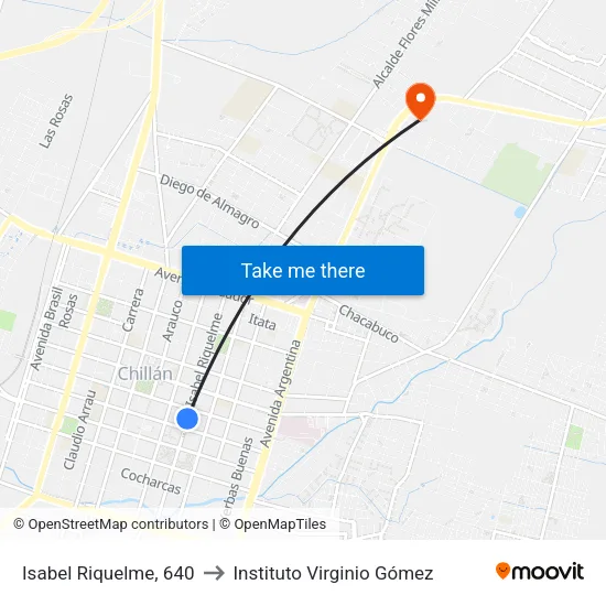 Isabel Riquelme, 640 to Instituto Virginio Gómez map