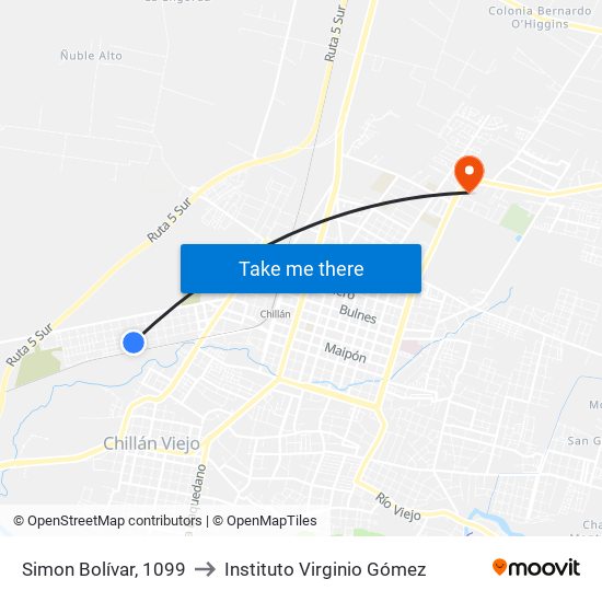 Simon Bolívar, 1099 to Instituto Virginio Gómez map