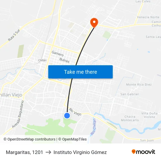 Margaritas, 1201 to Instituto Virginio Gómez map