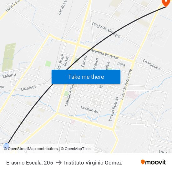 Erasmo Escala, 205 to Instituto Virginio Gómez map