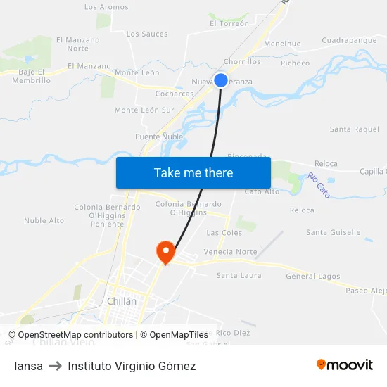 Iansa to Instituto Virginio Gómez map