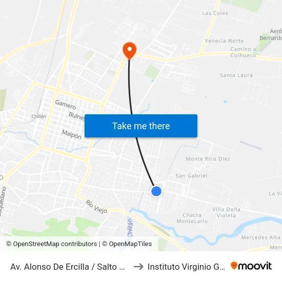 Av. Alonso De Ercilla / Salto Del Itata to Instituto Virginio Gómez map