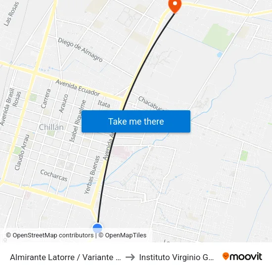 Almirante Latorre / Variante Collin to Instituto Virginio Gómez map