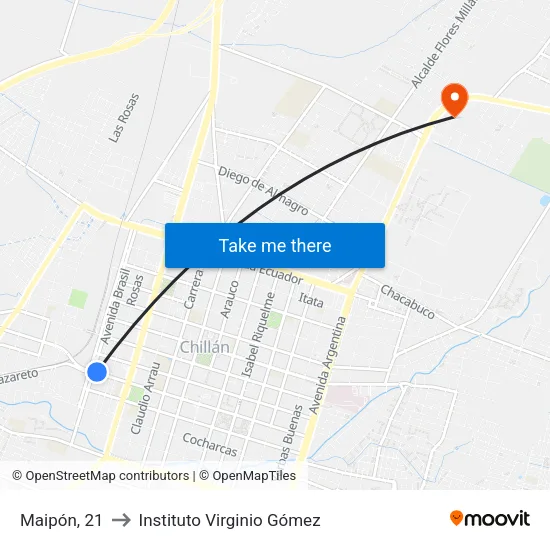 Maipón, 21 to Instituto Virginio Gómez map