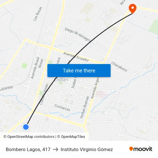 Bombero Lagos, 417 to Instituto Virginio Gómez map