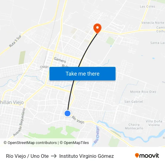 Río Viejo / Uno Ote to Instituto Virginio Gómez map