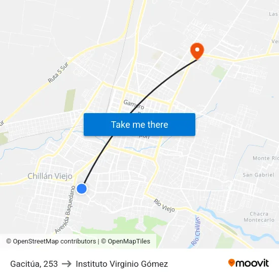 Gacitúa, 253 to Instituto Virginio Gómez map