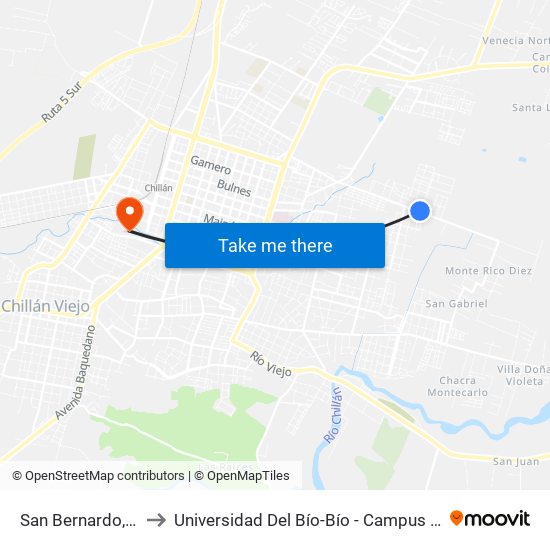 San Bernardo, 1889 to Universidad Del Bío-Bío - Campus La Castilla map