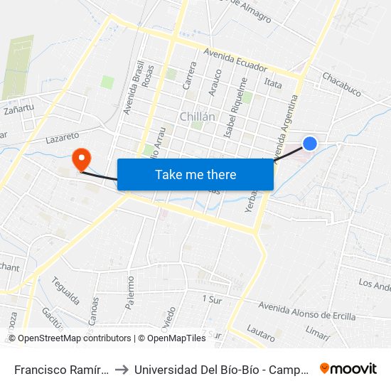 Francisco Ramírez, 223 to Universidad Del Bío-Bío - Campus La Castilla map