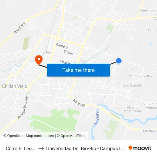 Cerro El León, 93 to Universidad Del Bío-Bío - Campus La Castilla map