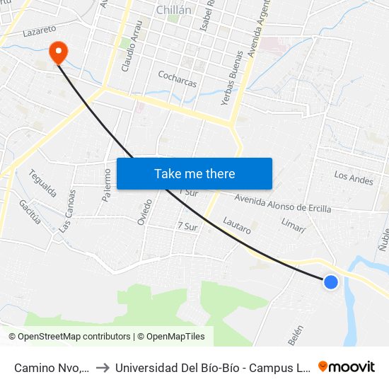 Camino Nvo, 921 to Universidad Del Bío-Bío - Campus La Castilla map