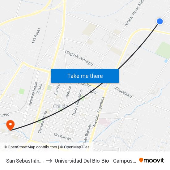 San Sebastián, 1530 to Universidad Del Bío-Bío - Campus La Castilla map