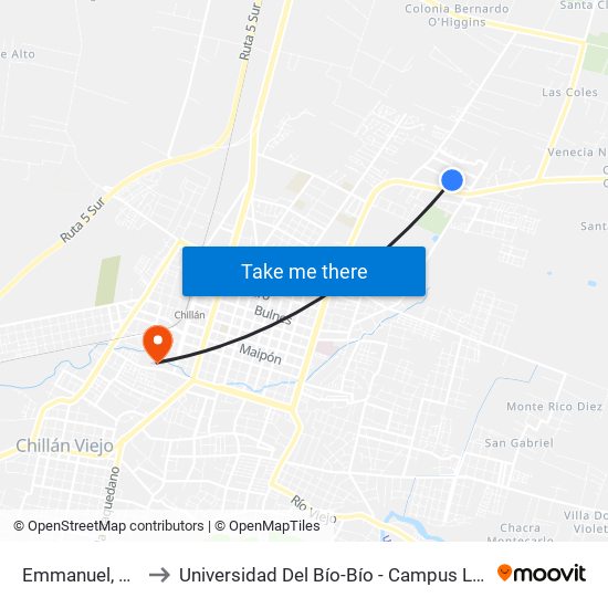 Emmanuel, 1772 to Universidad Del Bío-Bío - Campus La Castilla map