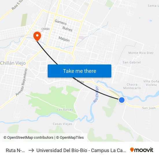Ruta N-55 to Universidad Del Bío-Bío - Campus La Castilla map